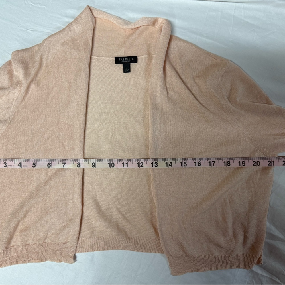 Talbots 100% Silk Cropped Open Cardigan Light Pink Size Medium - Picture 5 of 6